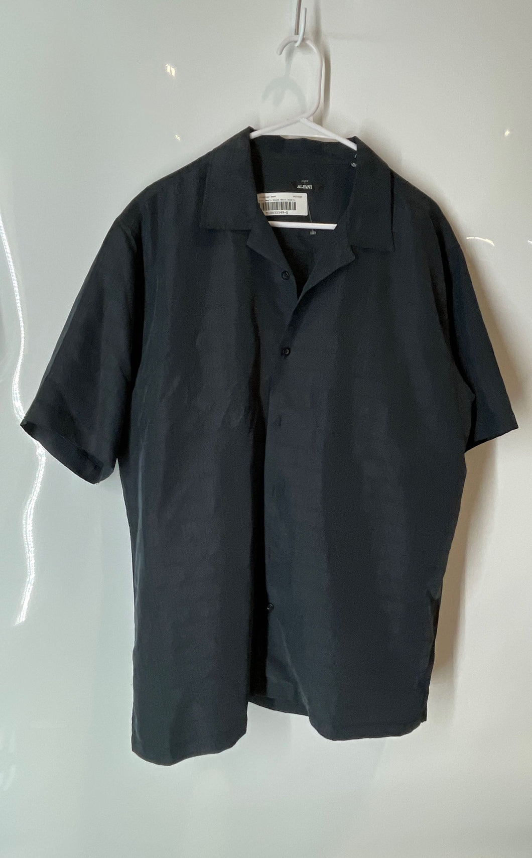 Alfani Mens Black Short Sleeve Collared Regular Fit Button-Up Shirt Size L
