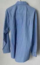 Load image into Gallery viewer, Calvin Klein Mens Blue Striped Long Sleeve Dress Shirt Size 16 1/2 34/35
