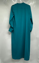 Load image into Gallery viewer, Calvin Klein Womens Dark Aqua Long Sleeve V-Neck Belted Midi Shirt Dress Size 4
