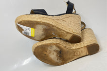 Load image into Gallery viewer, Michael Kors Womens Black Leather Open Toe Wedge espadrilles Sandals Size 7.5M
