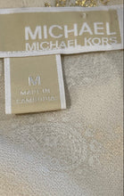 Load image into Gallery viewer, Michael Kors Womens Beige Foil Paisley Print Long Sleeve V-Neck Blouse Top Sz M
