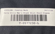 Load image into Gallery viewer, Perry Ellis Mens Black Short Sleeve Spread Collar Button-Up Shirt Size Large
