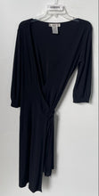 Load image into Gallery viewer, Nine West Womens Black Long Sleeve V-Neck Stretch Side Tie Wrap Dress Size 6
