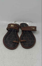 Load image into Gallery viewer, Michael Kors Womens Brown Leather Toe Ring Slip-On Flat Slide Sandals Size 6M
