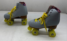 Load image into Gallery viewer, Foxy Skates Womens Blue And Yellow Round Toe Lace-Up Quad Roller Skates Size 9

