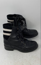Load image into Gallery viewer, Steve Madden Womens Azure Black White Leather Cap Toe Combat Boots Size 8.5M
