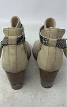 Load image into Gallery viewer, Ariat Womens Cream Brown Leather Peep Toe Block Heel Ankle Booties Size 7.5 B
