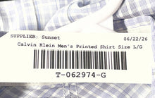 Load image into Gallery viewer, Calvin Klein Mens Blue White Plaid Long Sleeve Collared Button-Up Shirt Size L
