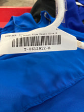 Load image into Gallery viewer, Zara Womens Blue Short Puff Sleeve Crew Neck Ruffle Trim Shift Dress Size Medium
