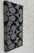 Load image into Gallery viewer, Coach Womens Black Signature Leather Trim Bifold Checkbook Wallet
