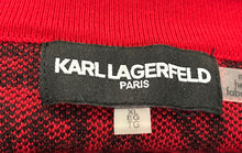 Load image into Gallery viewer, Karl Lagerfeld Womens Red Black Long Sleeve V-Neck Cardigan Sweater Sz XL W/ Tag
