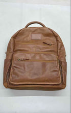 Load image into Gallery viewer, Unbranded Womens Brown Leather Adjustable Strap Zip-Around Lined Backpack

