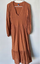 Load image into Gallery viewer, Old Navy Womens Brown Knitted Long Sleeve V-Neck Fit &amp; Flare Dress Size Small
