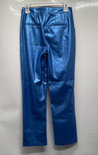Load image into Gallery viewer, Fashion Nova Womens Blue Faux Leather Pockets Straight Leg Trouser Pants Size M
