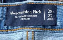 Load image into Gallery viewer, Abercrombie &amp; Fitch Mens Blue Denim Stretch Straight-Leg Jeans Size 29x32
