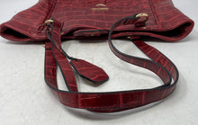 Load image into Gallery viewer, Ellen Tracy Womens Red Croc Embossed Faux Leather Inner Pocket Magnetic Tote Bag
