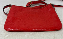 Load image into Gallery viewer, Michael Kors Womens Red Logo Embossed Leather Adjustable Strap Crossbody Bag
