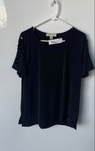 Load image into Gallery viewer, Michael Kors Womens Black Cutout Short Sleeve Pullover Blouse Top Size XL
