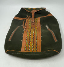 Load image into Gallery viewer, Unbranded Womens Green Brown Boho Chic Suede Adjustable Strap Backpack
