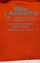Load image into Gallery viewer, Lacoste Mens Orange Cotton Short Sleeve Henley Neck Pullover T-Shirt Size 5
