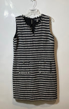 Load image into Gallery viewer, Karl Lagerfeld Womens Black White Striped Sleeveless Pockets Mini Dress Size 14
