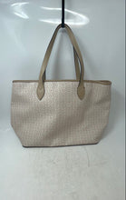 Load image into Gallery viewer, Guess Womens Beige Monogram Print Leather Inner Pockets Double Handles Tote Bag
