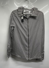 Load image into Gallery viewer, Club Monaco Womens Black White Striped Silk Helen Chemise Blouse Top Sz L w/ Tag
