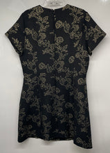 Load image into Gallery viewer, Ann Taylor Womens Black Floral Print Glitter Short Sleeve Mini Dress Size 16

