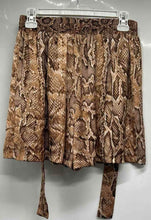 Load image into Gallery viewer, Zara Womens Brown Snakeskin Print Tie Waist Paperbag Shorts Size Medium
