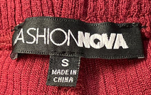 Load image into Gallery viewer, Fashion Nova Womens Burgundy Ribbed Side Zip Casual Flared Pants Size S
