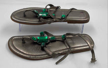 Load image into Gallery viewer, Authentic Miu Miu Womens Gray Leather Beaded Flat Thong Sandals Size EUR 36 Worn
