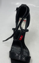 Load image into Gallery viewer, Michael Kors Womens Black Glitter Open Toe Stiletto Ankle Strap Heels Size 8M
