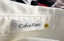 Load image into Gallery viewer, Calvin Klein Womens White Short Sleeve Flap Pockets Collared A-Line Dress Sz 10
