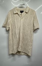 Load image into Gallery viewer, Lucky Brand Mens Beige Knitted Short Sleeve Regular Fit Button-Up Shirt Size L
