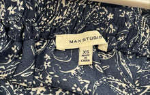 Load image into Gallery viewer, Max Studio Womens Blue White Paisley Flat Front Long Flare Skirt Size XS
