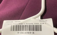 Load image into Gallery viewer, Calvin Klein Womens Burgundy Tiered Bell Sleeve Back Zip Sheath Dress Size 2
