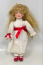 Load image into Gallery viewer, White Red Ribbon Collectible Open Eyes Fashion Porcelain Doll
