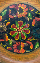 Load image into Gallery viewer, Mexican Tribal Folk Art Flower Wood Decor Handcrafted Round Collector Plate
