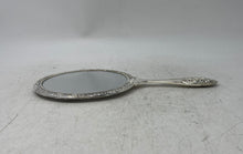Load image into Gallery viewer, Silver-Tone Embossed Ornate Victorian Style Vanity Collectible Hand Mirror
