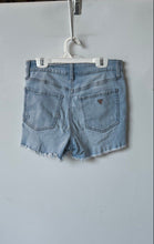 Load image into Gallery viewer, Guess Womens Blue Light-Wash Distressed Denim Raw Hem Cut-Off Shorts Size 26
