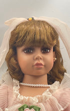 Load image into Gallery viewer, Vintage Curly Hair Brown Eyes Collectible Vinyl Play Doll In Pink Maxi Dress
