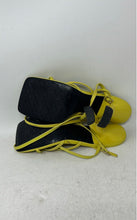 Load image into Gallery viewer, Zara Womens Yellow Leather Buckle Open Toe Block Strappy Heels Size EUR 37

