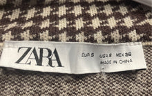 Load image into Gallery viewer, Zara Womens Brown Houndstooth Long Sleeve Button Front Blazer Jacket Size S
