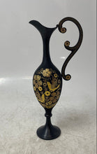 Load image into Gallery viewer, Black And Gold Metal Floral Decorative Small Vase Shaped Ewer Pitcher Miniature
