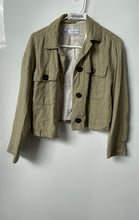 Load image into Gallery viewer, Zara Womens Green Long Sleeve Button Front Cropped Utility Jacket Size XS
