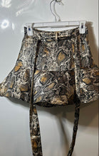 Load image into Gallery viewer, Zara Womens Brown Snakeskin High Waist Ruffle Hem Side Zip Mini Skort Size XS
