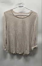 Load image into Gallery viewer, Chico's Womens Beige White Striped Print Long Sleeve Blouse Top Size M
