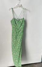 Load image into Gallery viewer, Zara Womens Green White Floral Spaghetti Strap V-Neck Smocked Maxi Dress Size L
