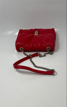 Load image into Gallery viewer, Zara Womens Red Faux Leather Quilted Chain Strap Turn Lock Crossbody Handbag
