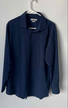 Load image into Gallery viewer, Perry Ellis Portfolio Mens Navy Blue Long Sleeve Slim-Fit Dress Shirt Sz 16 1/2
